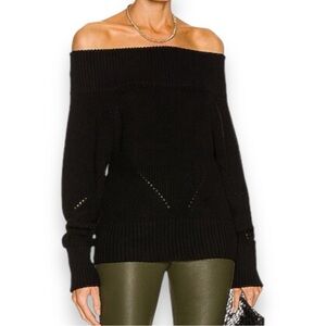 SER.O.YA Angelina Off The Shoulder Black Cotton Sweater NWT Size Medium